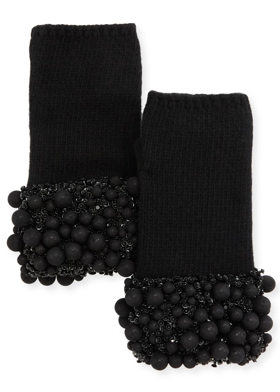 Image 1 of 1: Ball & Crystal Cuff Fingerless Gloves