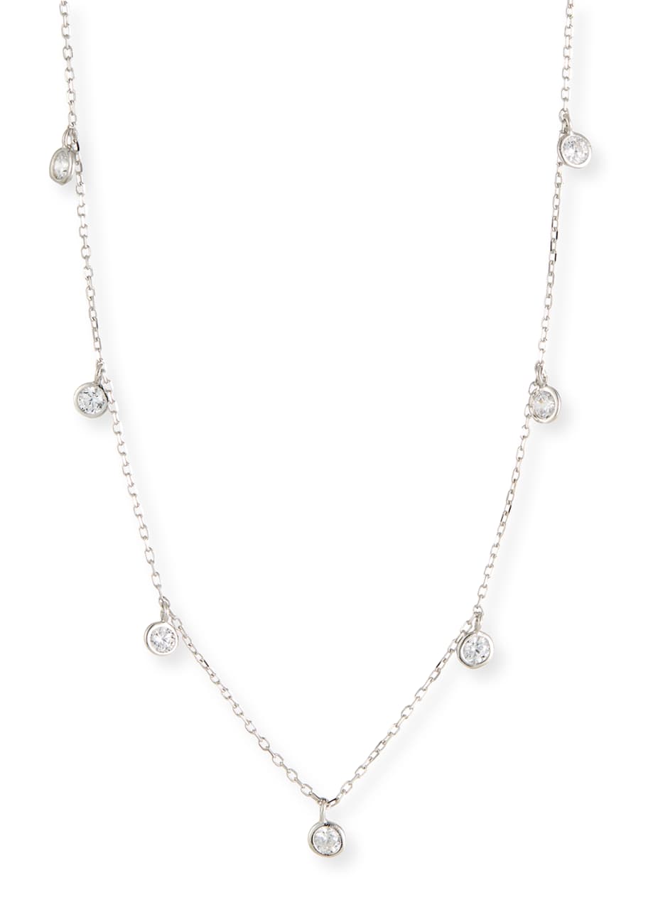 Image 1 of 1: Girls' Sterling Silver Necklace w/ Cubic Zirconia Drops