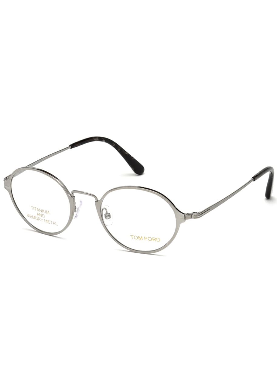 Image 1 of 1: Round Metal Eyeglasses, Gray/Black