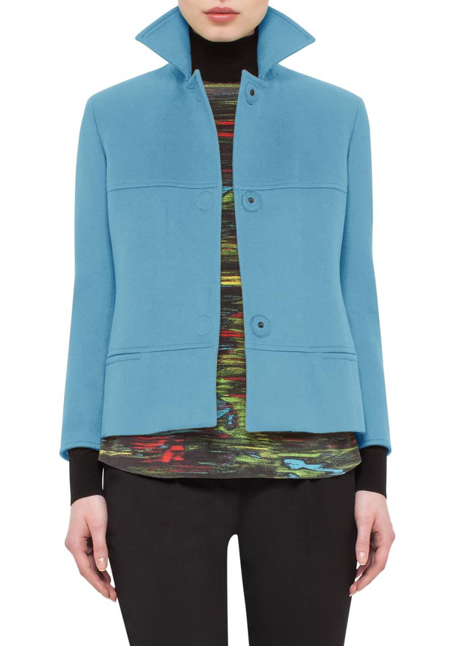 Image 1 of 1: Wool-Blend Three-Button Jacket, Turquoise