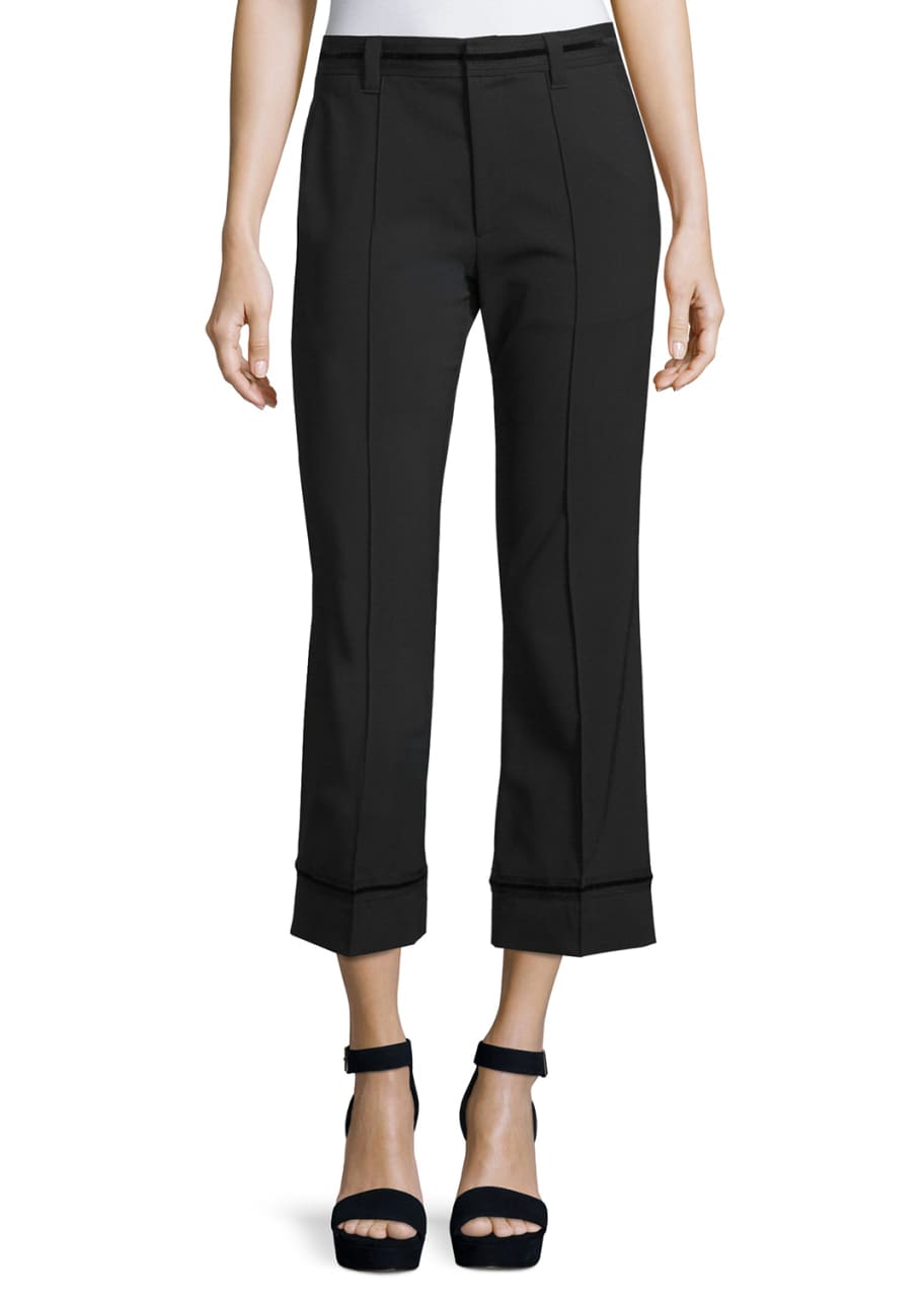 Image 1 of 1: Cropped Stretch-Wool Pants, Black