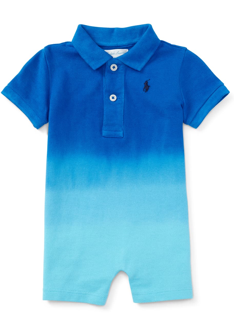 Image 1 of 1: Basic Mesh Dip-Dyed Polo Shortall, Pacific Royal, Size 3-24 Months
