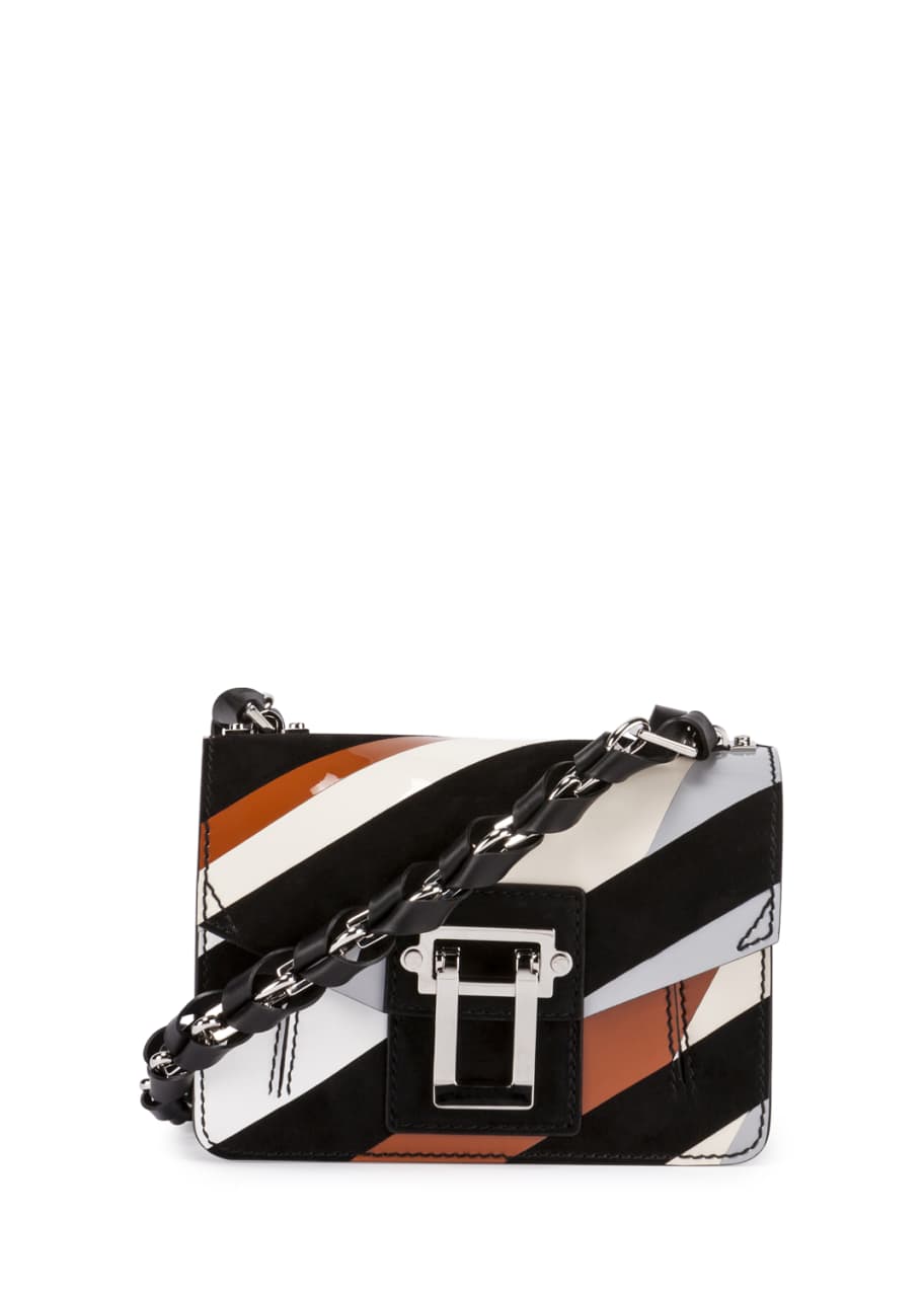 Image 1 of 1: Hava Leather Chain Crossbody Bag, Black/White