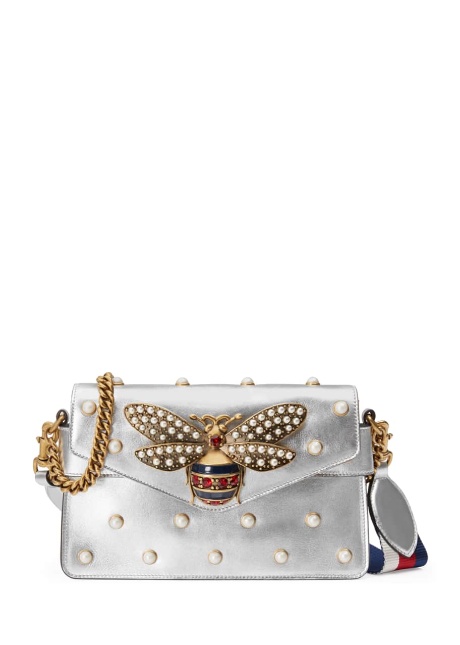 Image 1 of 1: Broadway Pearly Bee Shoulder Bag, Silver