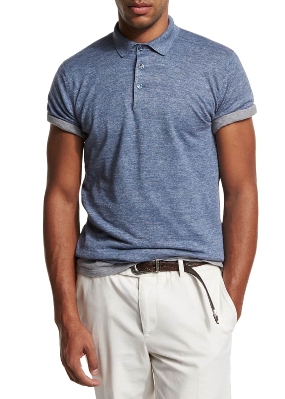 Image 1 of 1: Linen-Cotton Polo Shirt