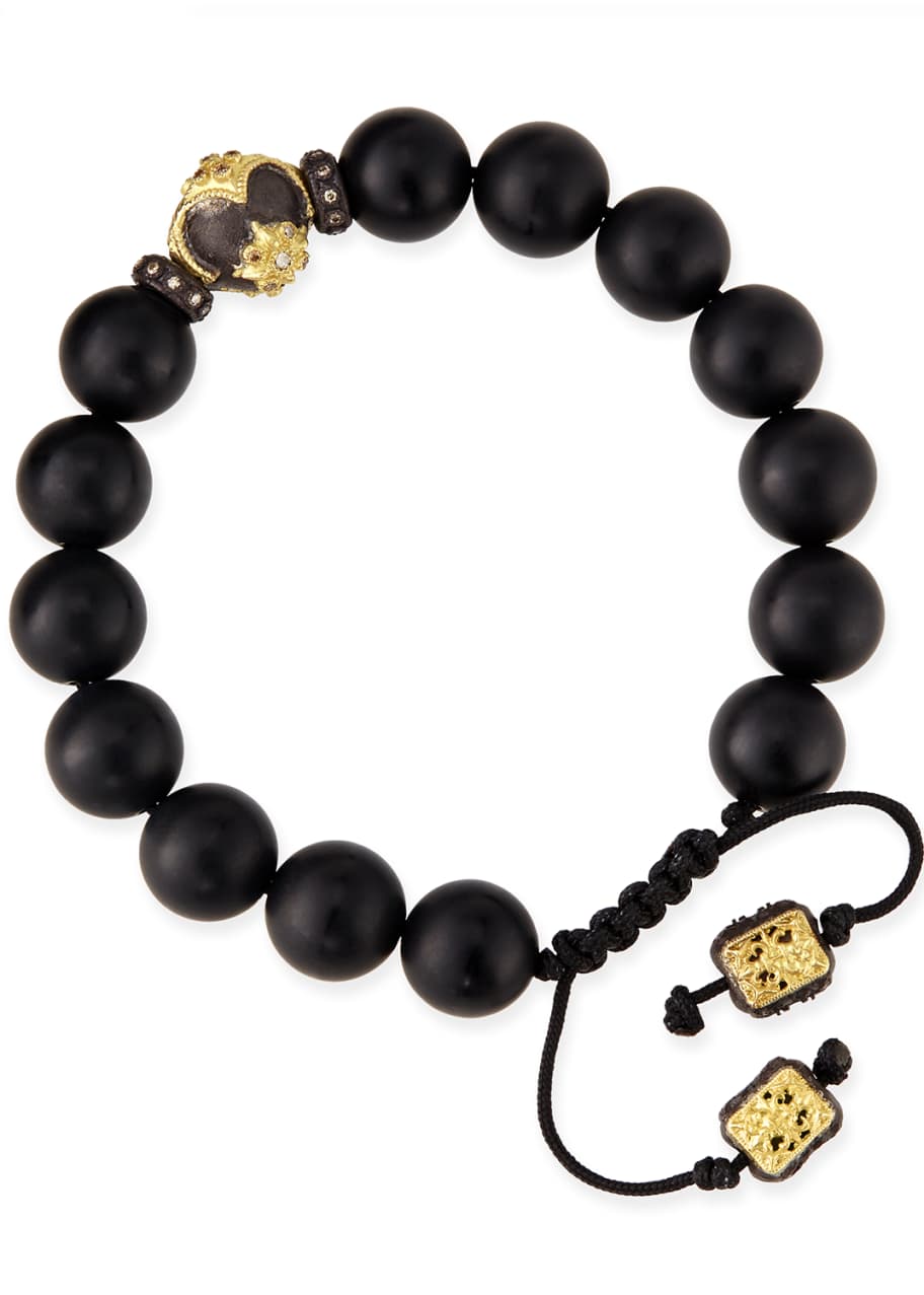 Image 1 of 1: Onyx Bead Bracelet with 18k Gold Detail