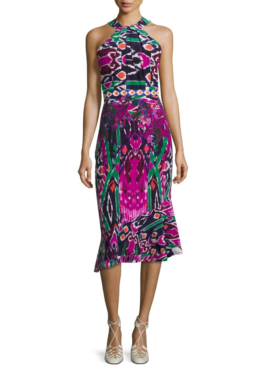 Image 1 of 1: Ruby High-Neck Midi Dress, Multicolor