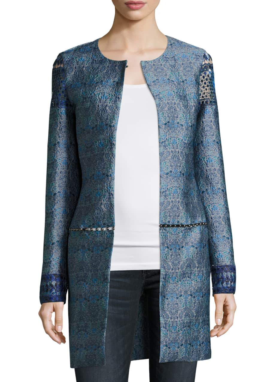 Image 1 of 1: Jaya Embellished Brocade Topper Coat