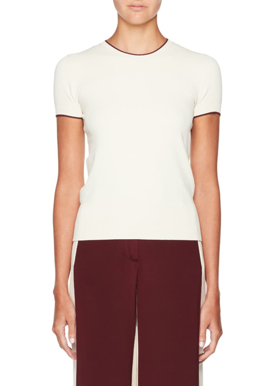 Image 1 of 1: Tipped Short-Sleeve Sweater