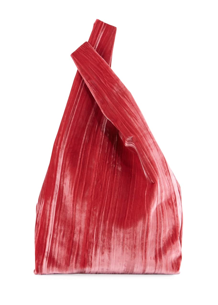 Image 1 of 1: Rolled Velvet Shopper Tote Bag