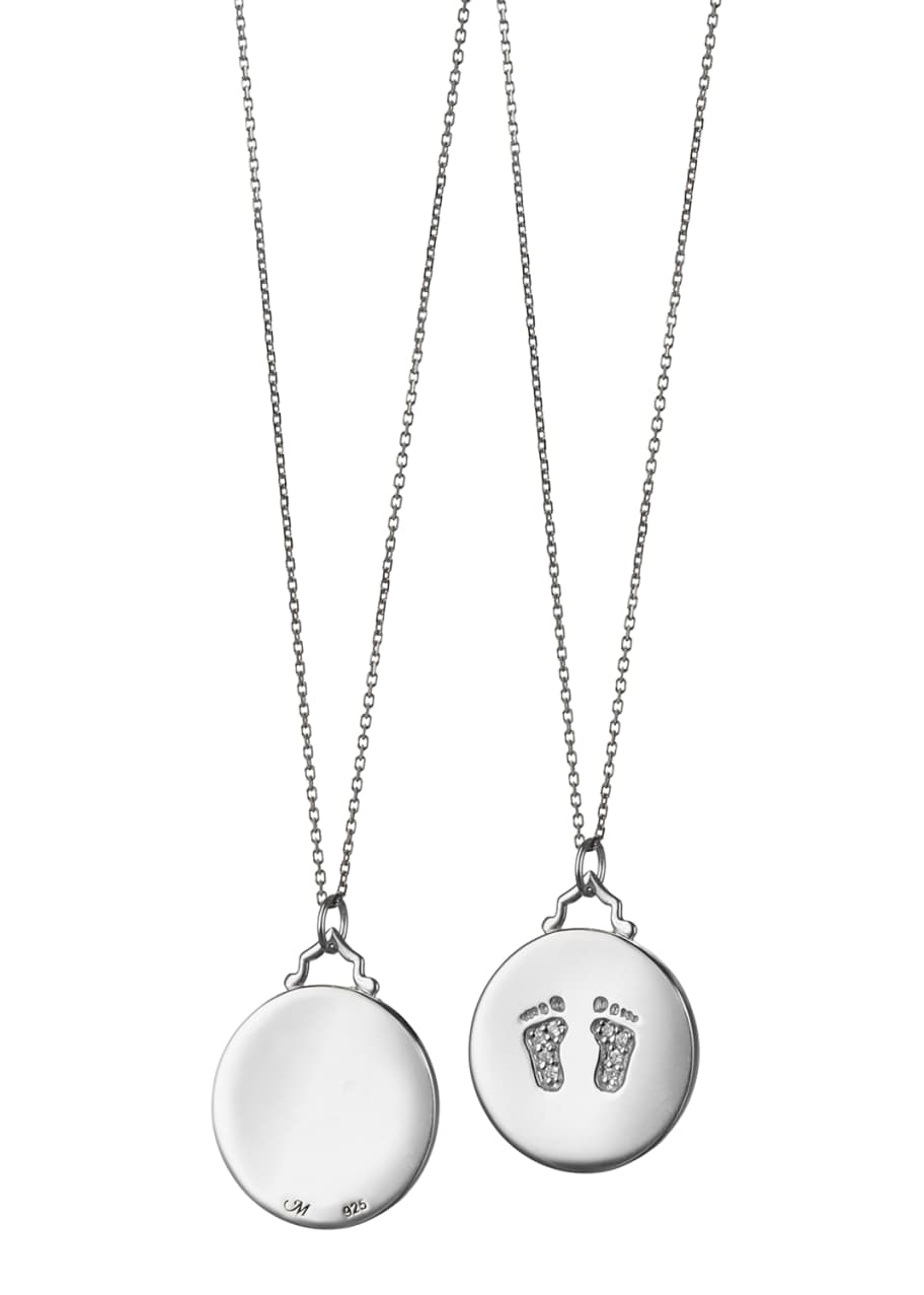 Image 1 of 1: Baby Feet Pave White Sapphire Charm Necklace, 30"L