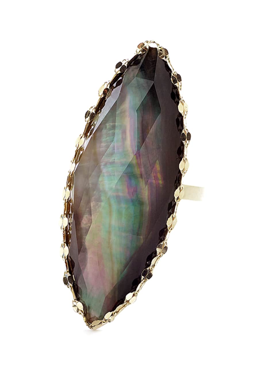 Image 1 of 1: Mystiq Black Mother-of-Pearl Marquis Ring