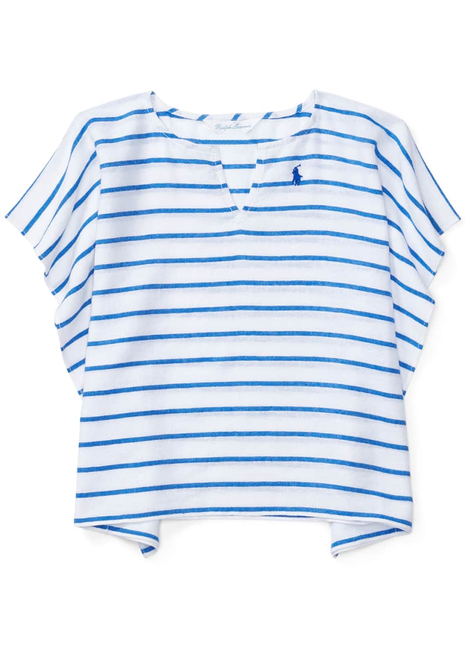 Image 1 of 1: Striped Cotton Swim Coverup, Blue, Size 9-24 Months