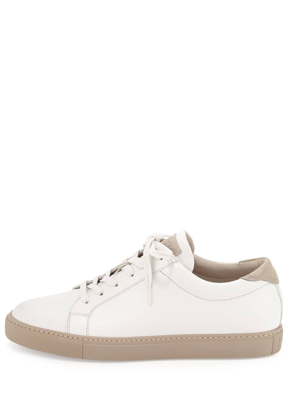 Image 1 of 1: Men's Leather Lace-Up Sneakers, White