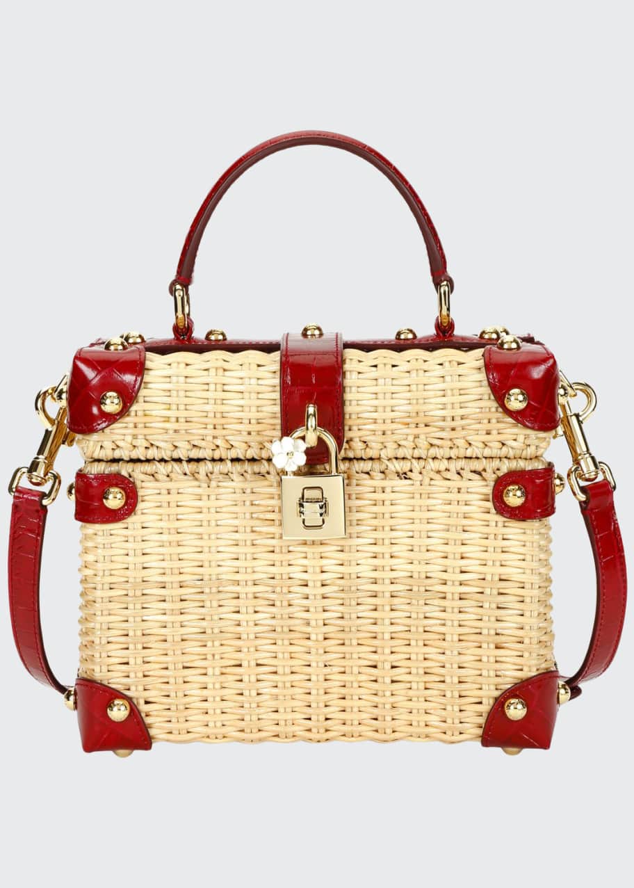 Dolce Gabbana Wicker and Leather Top Handle Bag Bergdorf Goodman