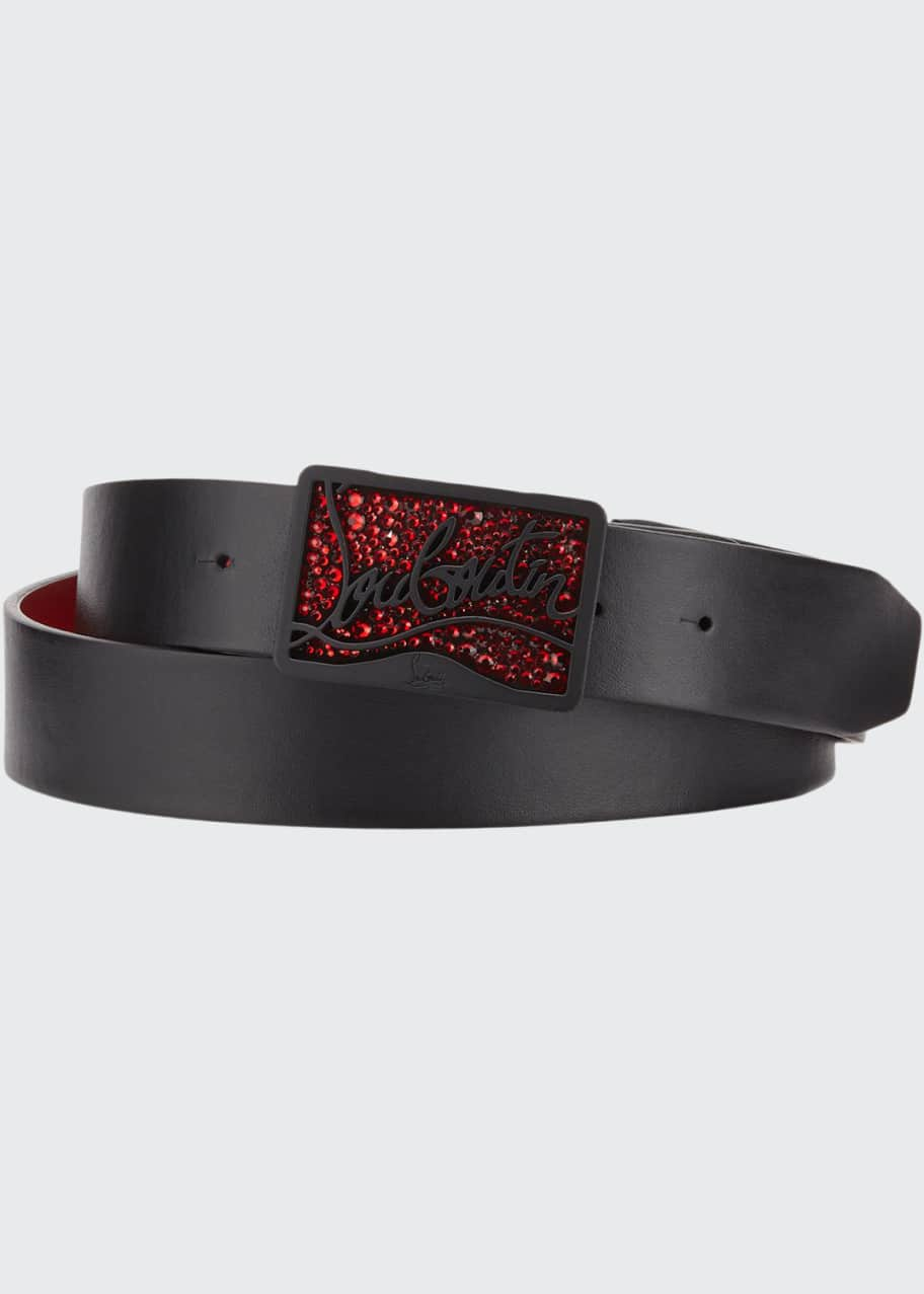 Christian Louboutin Ricky Logo Buckle Leather Belt