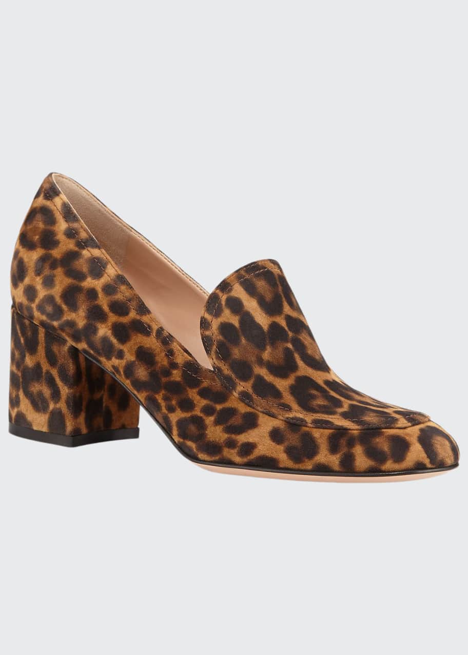 Gianvito Rossi Leopard Suede Loafer Pumps Bergdorf Goodman