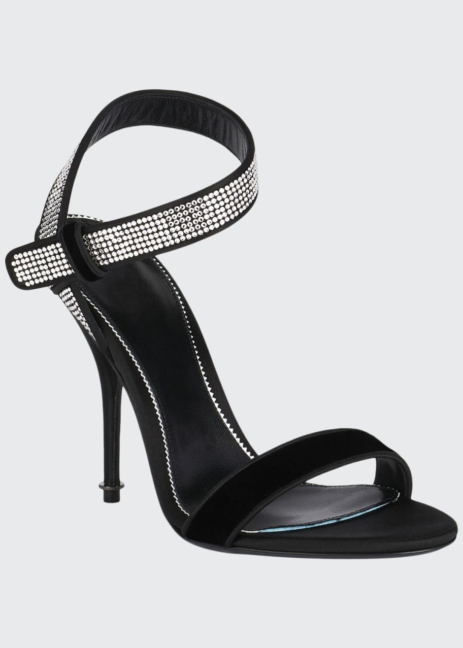 TOM FORD Velvet Crystal-Embellished Sandals - Bergdorf Goodman