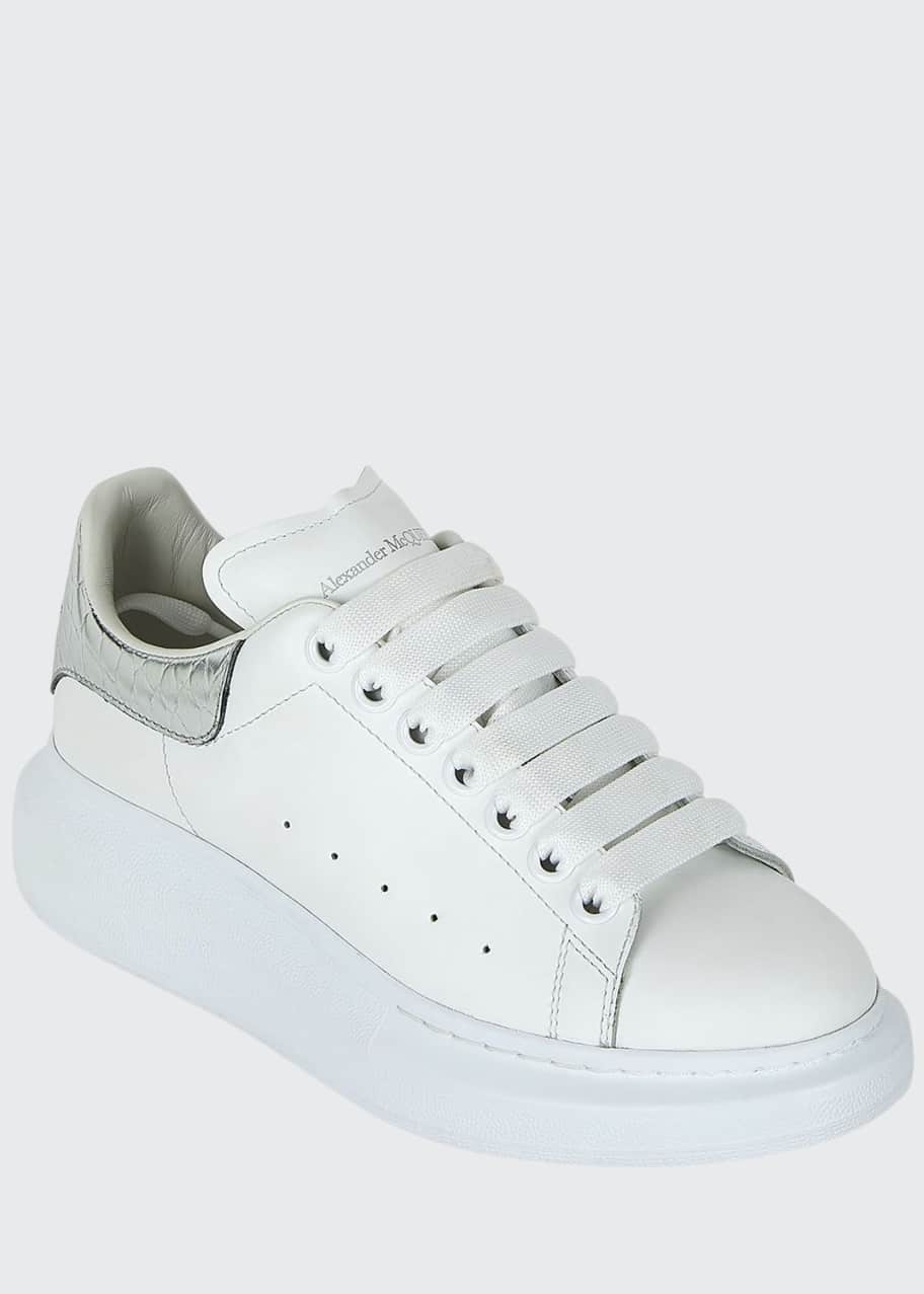 Image 1 of 1: Calf Leather Lace-Up Platform Sneakers