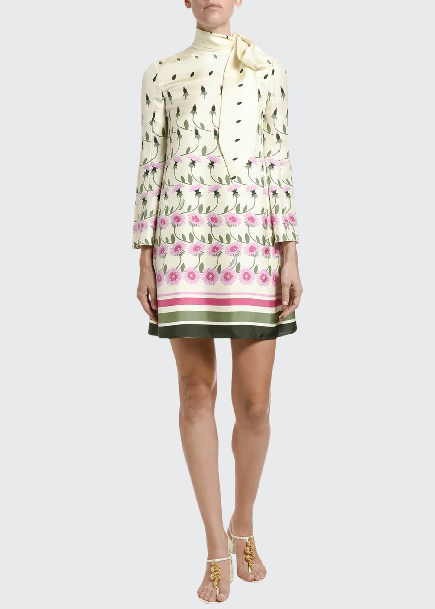 tie neck shift dress