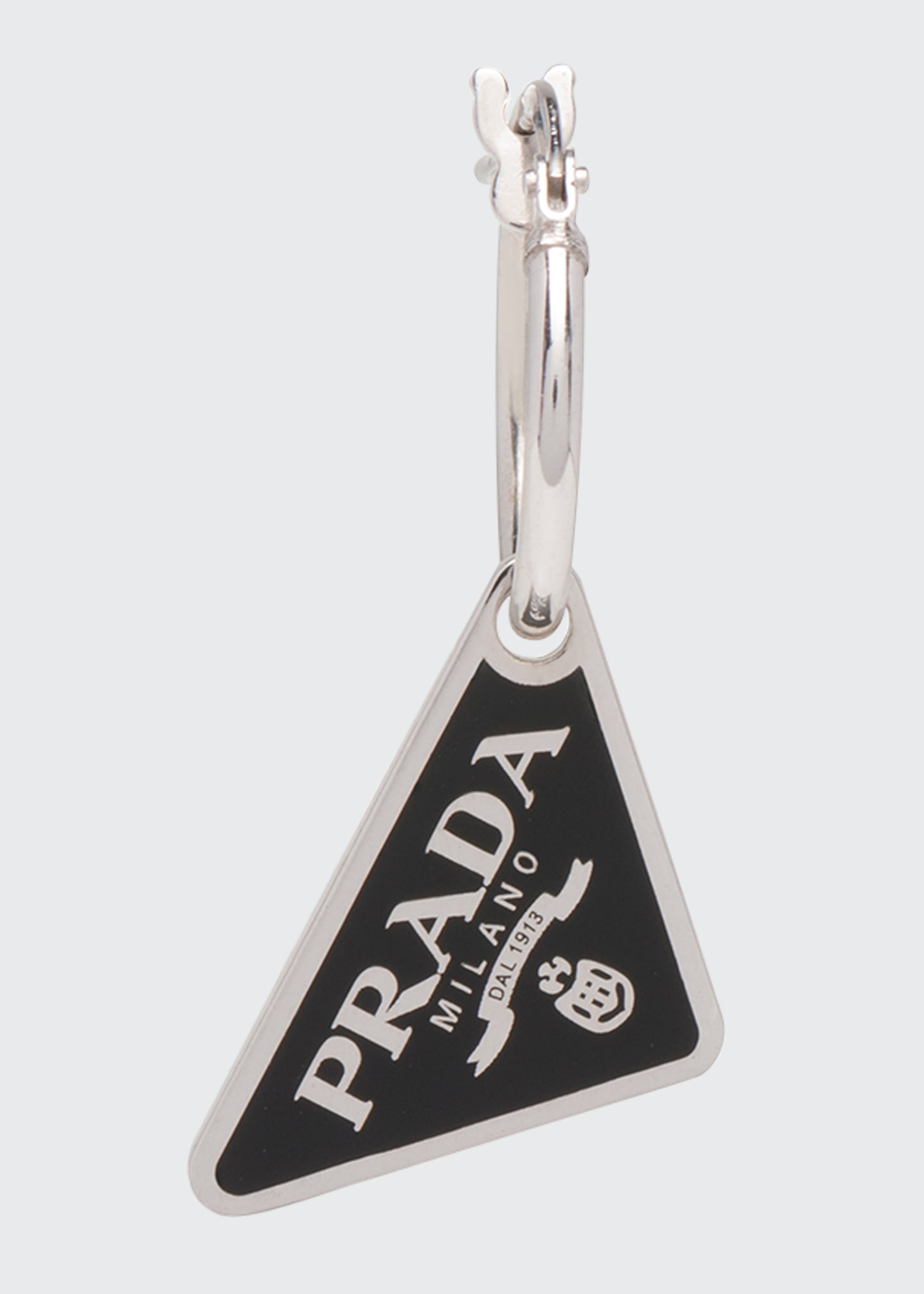 Prada Men's Triangle Logo Drop Earring In Metal ModeSens
