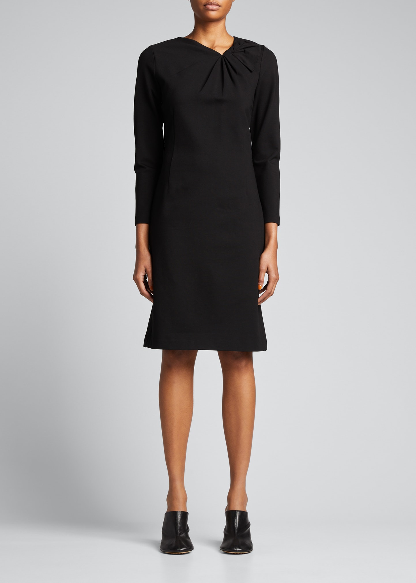 Badgley Mischka Collection Envelope-Collar Crepe Sheath Dress ...