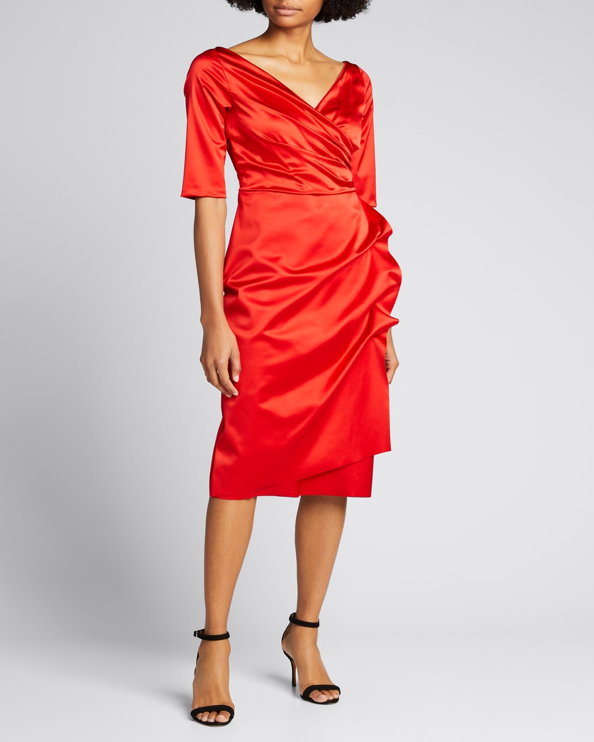 V Neckline Satin Dress | Bergdorfgoodman.com