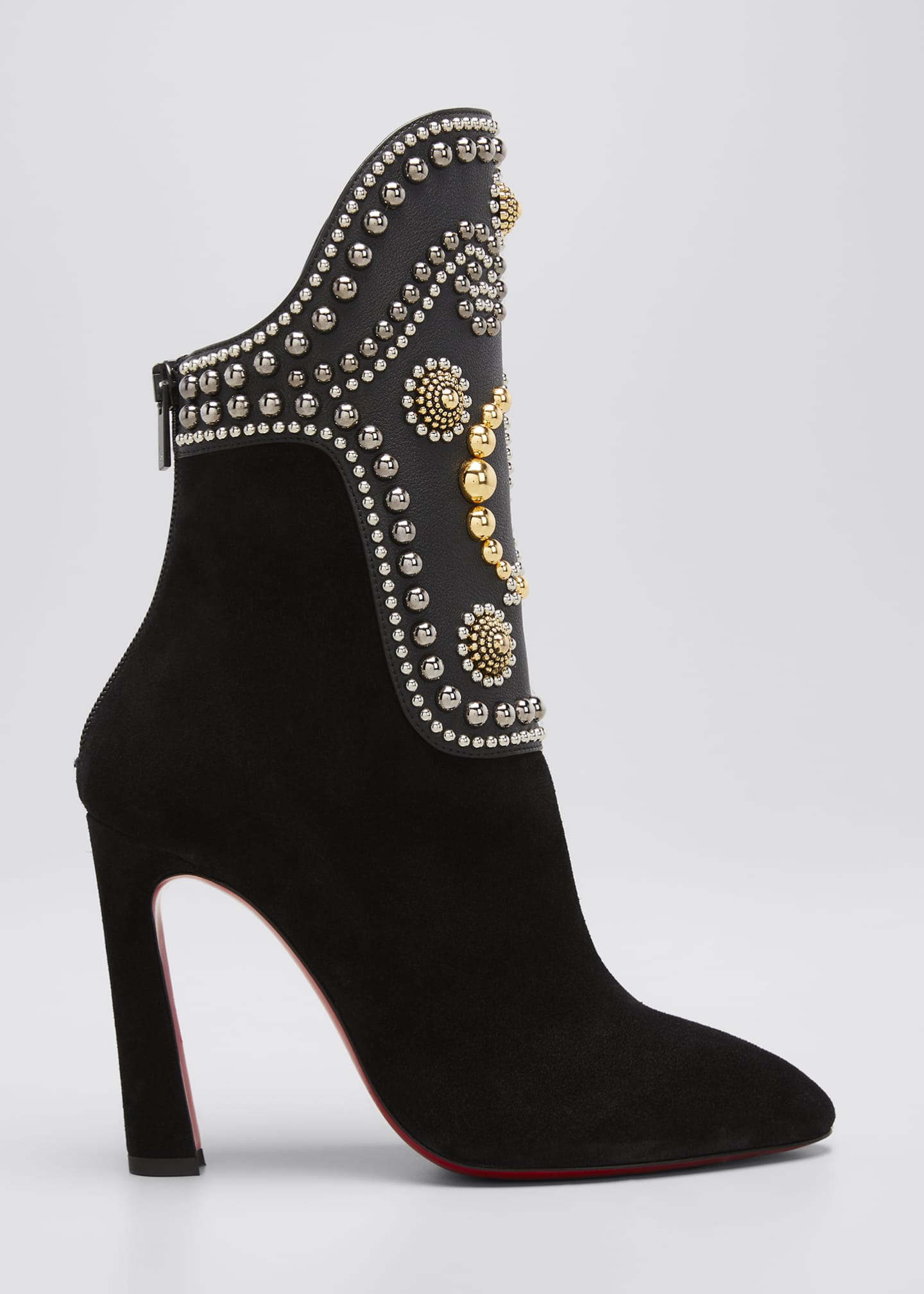 Christian Louboutin Alix Mixed Leather Beaded Red Sole Booties ...