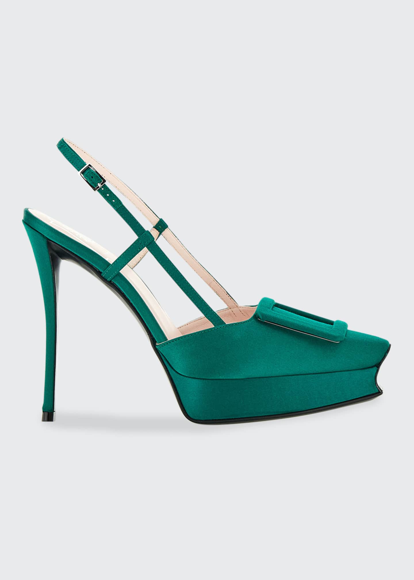 Roger Vivier 120mm PointedToe Satin Platform Slingback Pumps Bergdorf Goodman