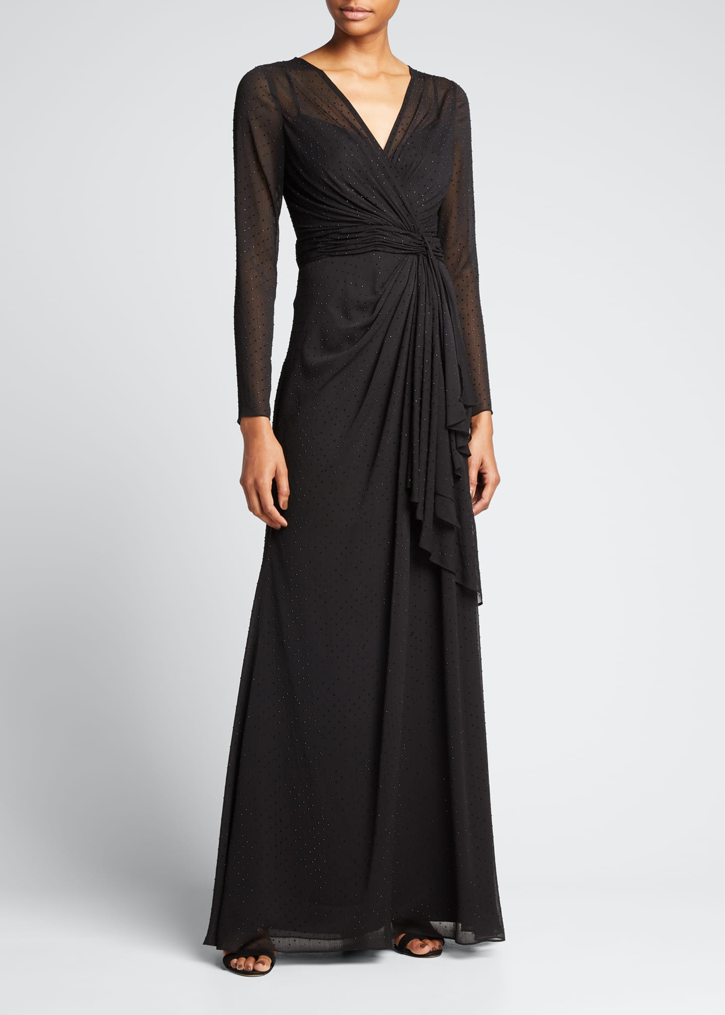 Badgley Mischka Collection Stud-Embellished Georgette Gown - Bergdorf ...