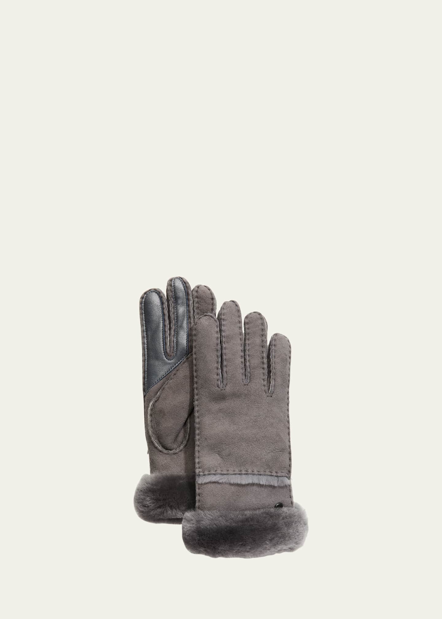 UGG Seamed Touchscreen ShearlingLined Gloves Bergdorf Goodman