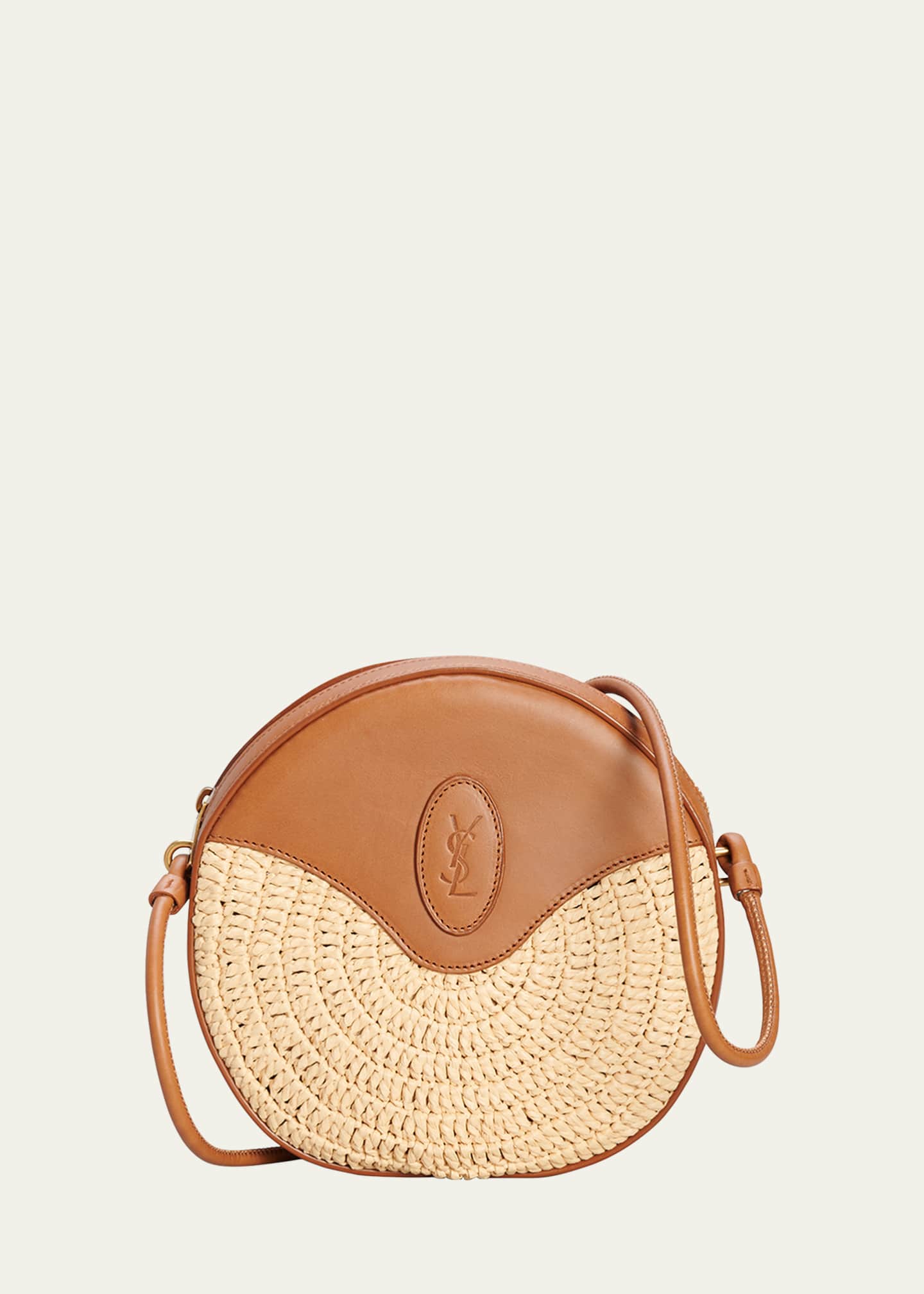 Saint Laurent YSL Round Crochet Raffia Crossbody Bag Bergdorf Goodman