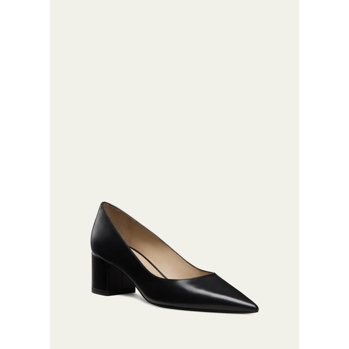 Stuart Leather Block-Heel Pumps