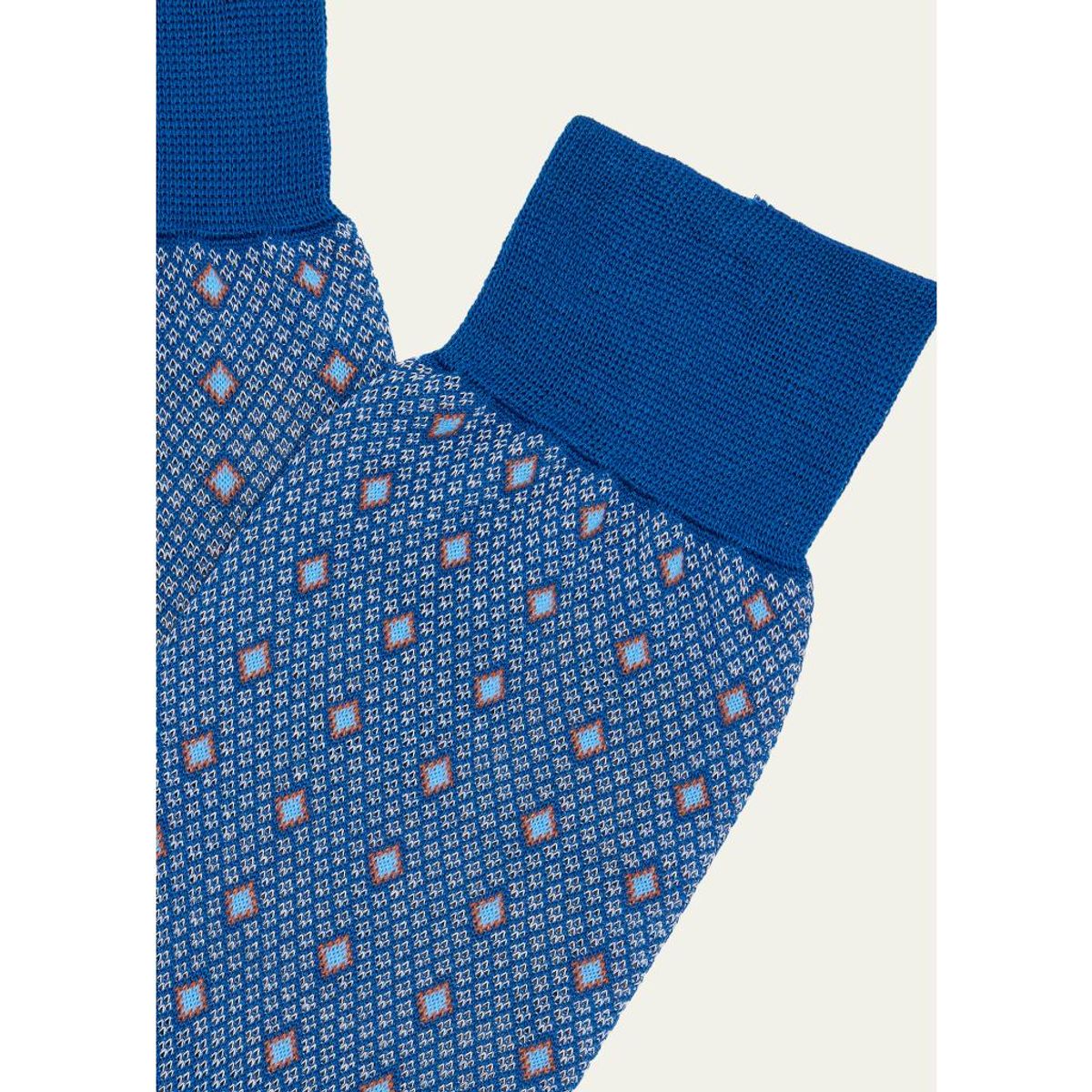 Men'S Cotton Diamond-Woven Crew Socks