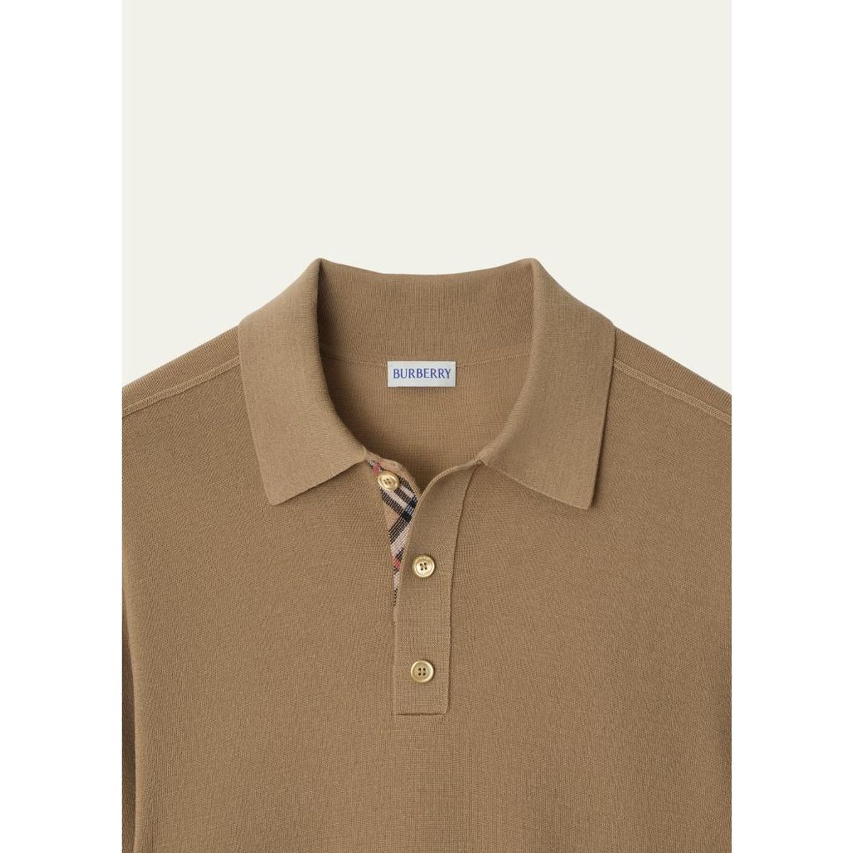 Men'S Check-Placket Polo Shirt