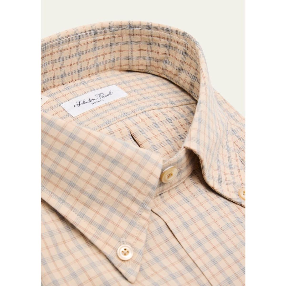Men'S Cotton Micro-Plaid Pocket Button-Down Shirt