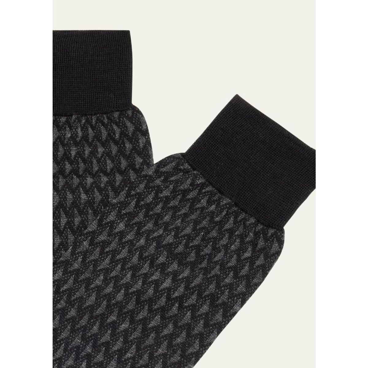 Men'S Cotton-Stretch Geometric Mid-Calf Socks