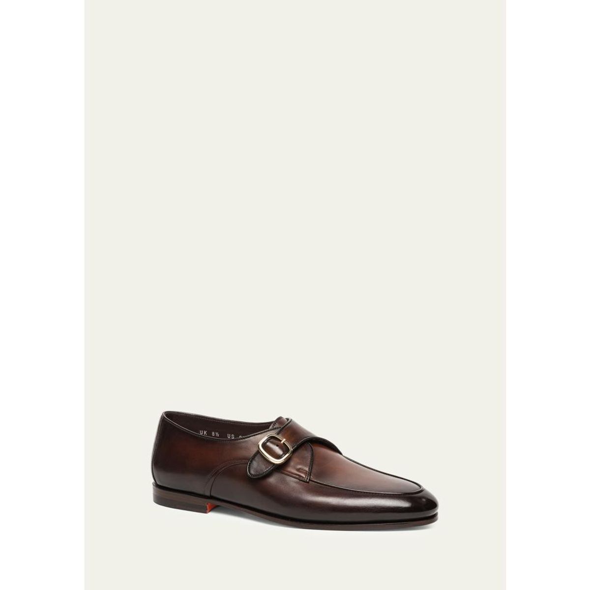Men'S Carlo Burnished Leather Single-Monk Strap Loafers