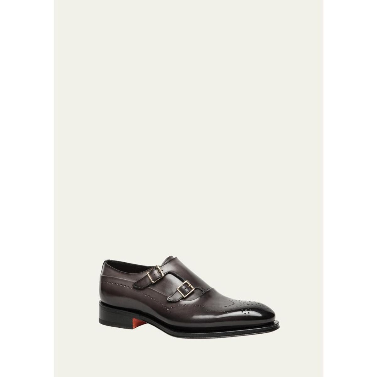 Men'S Kaj Brogue Leather Double-Monk Strap Loafers