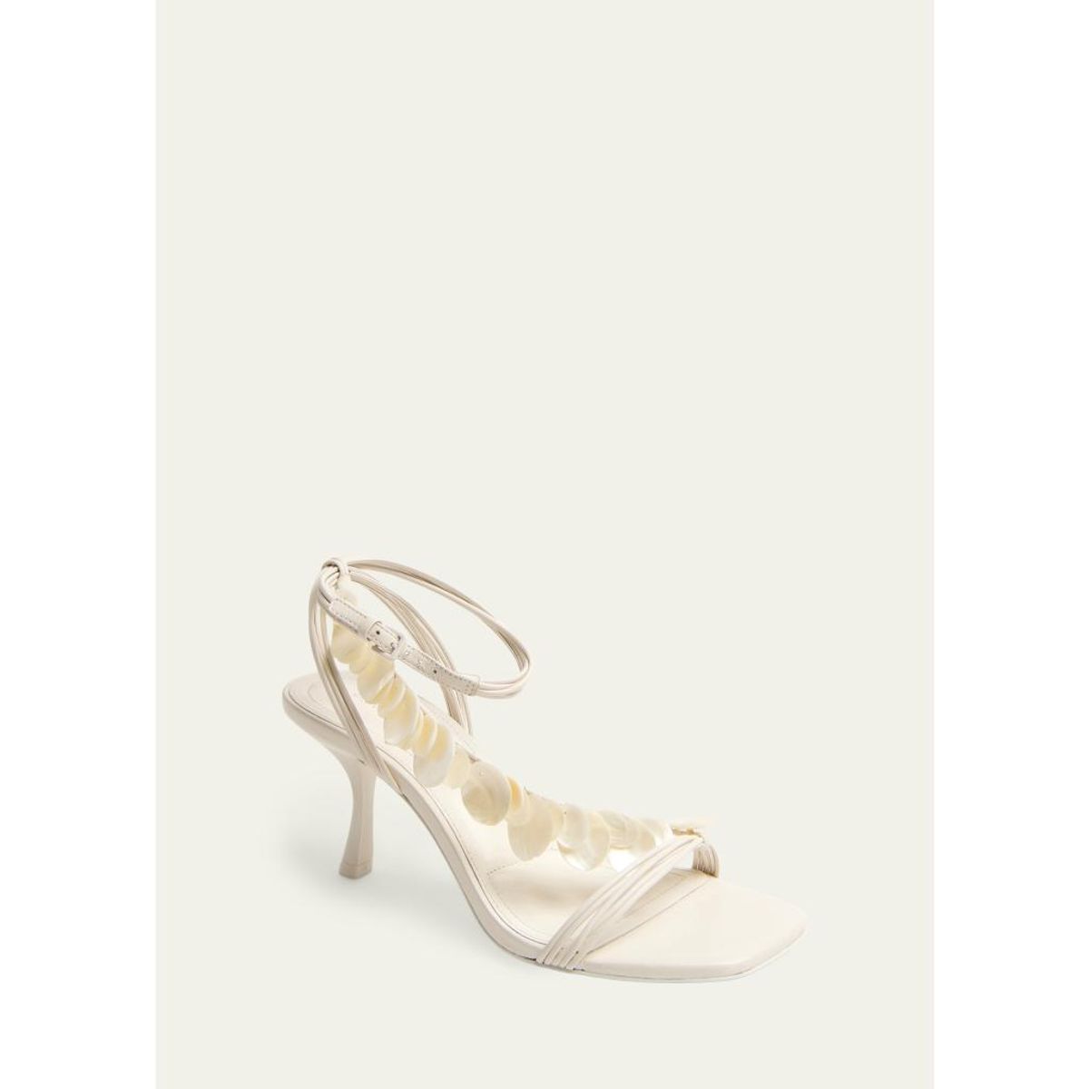 Elin Shell Leather Ankle-Strap Sandals