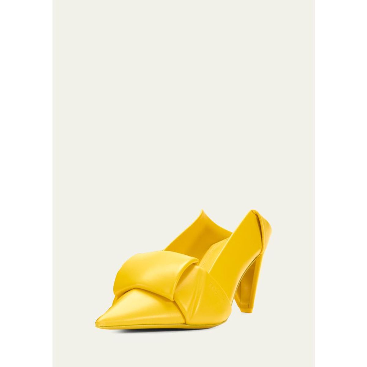 70Mm Origami Folded Leather Mule Pumps