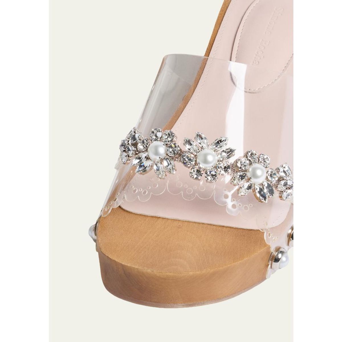 Embellished Scalloped Wooden Clogs