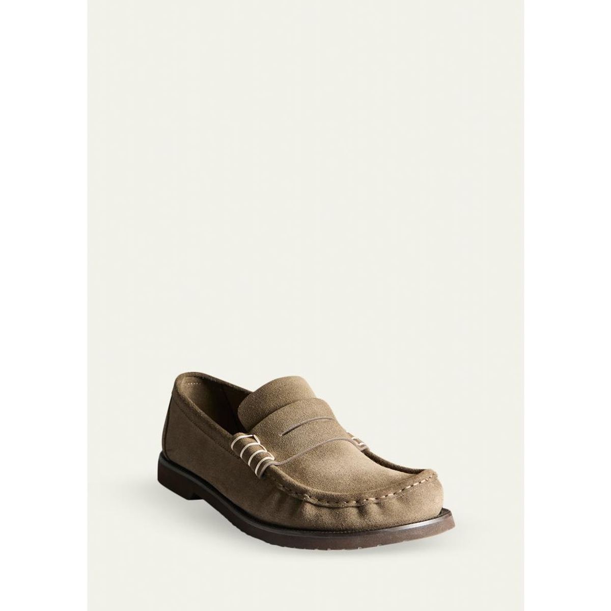 Men'S Suede Box-Stitched Penny Loafers