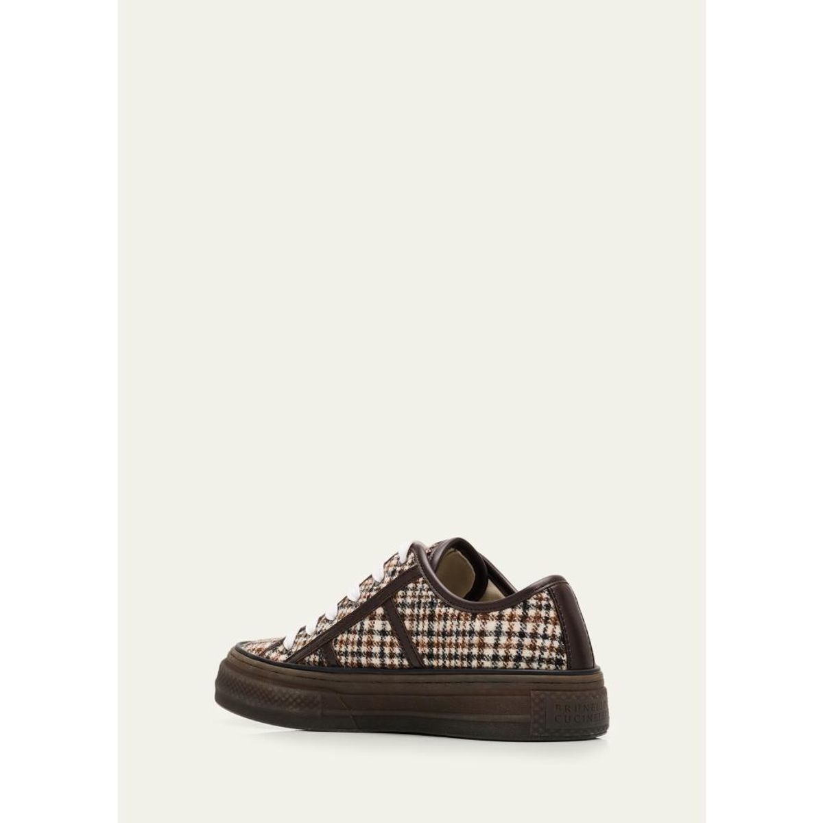 Tweed Leather-Trim Sneakers