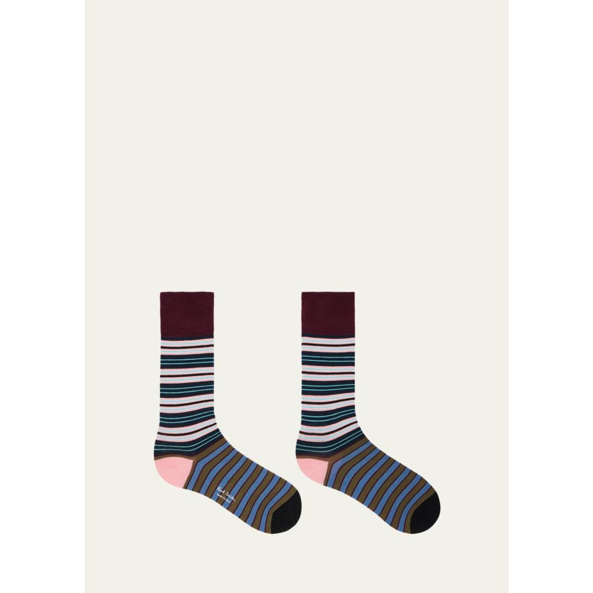Men'S Color-Block Multi-Stripe Crew Socks