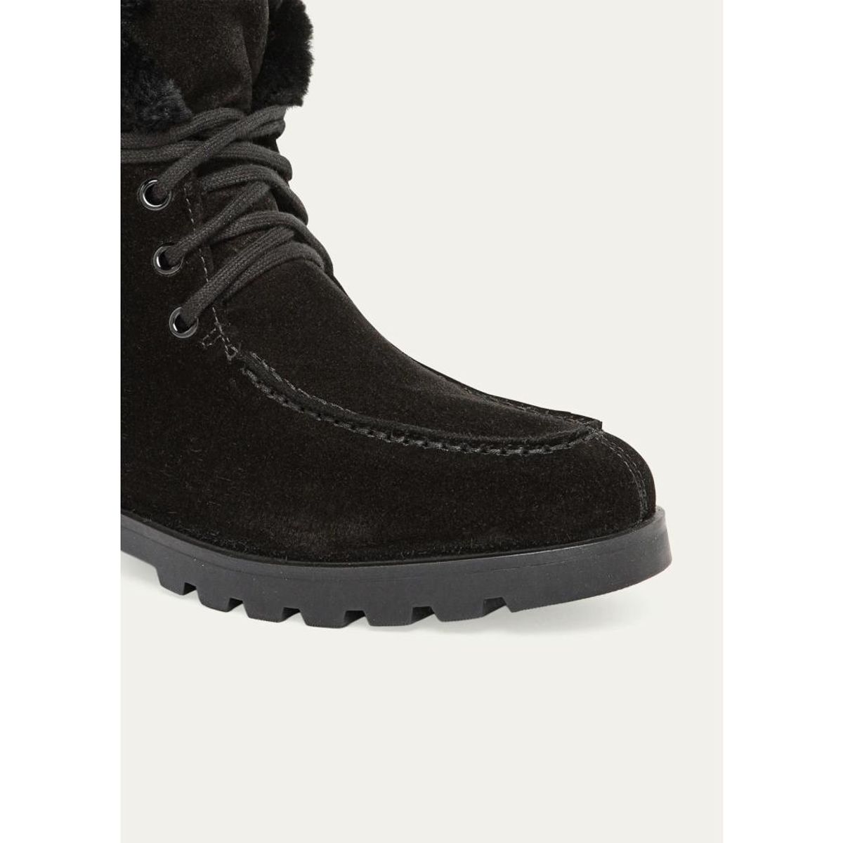 Shearling-Lined Suede Lace-Up Boots