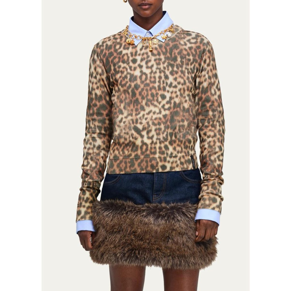 Leopard-Print Cotton Sweater