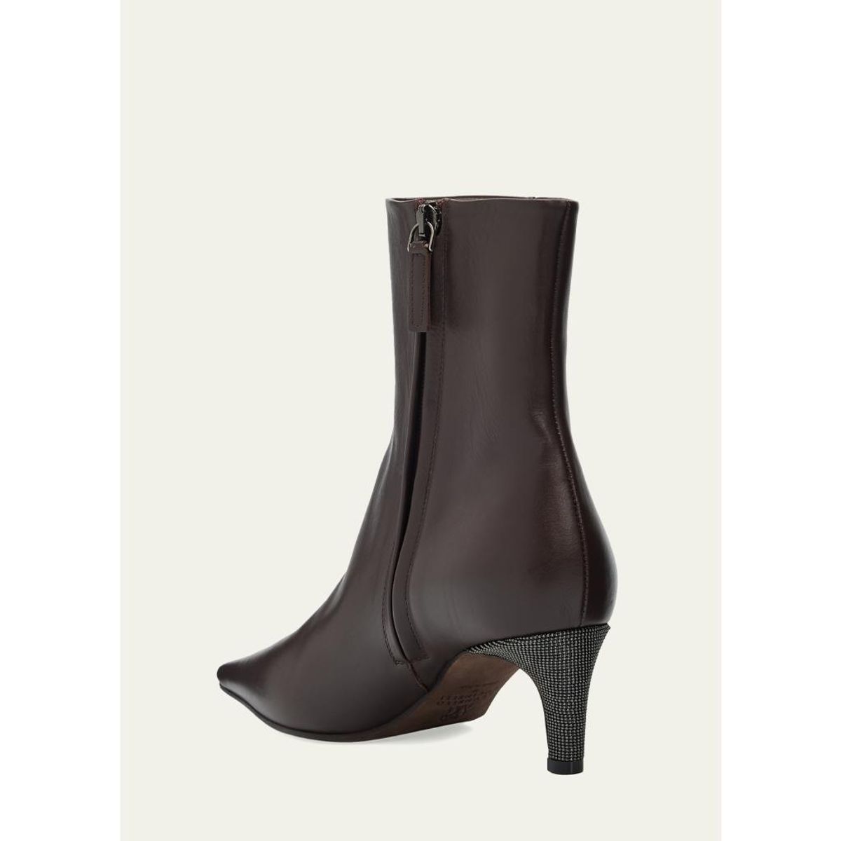 55Mm Monili Heel Leather Ankle Booties