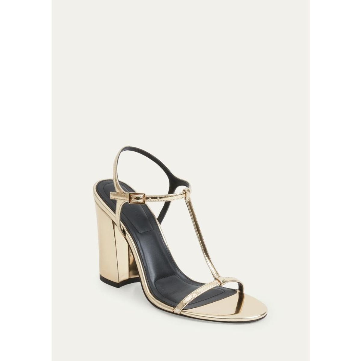 90Mm Stacey Metallic Leather T-Strap Sandals