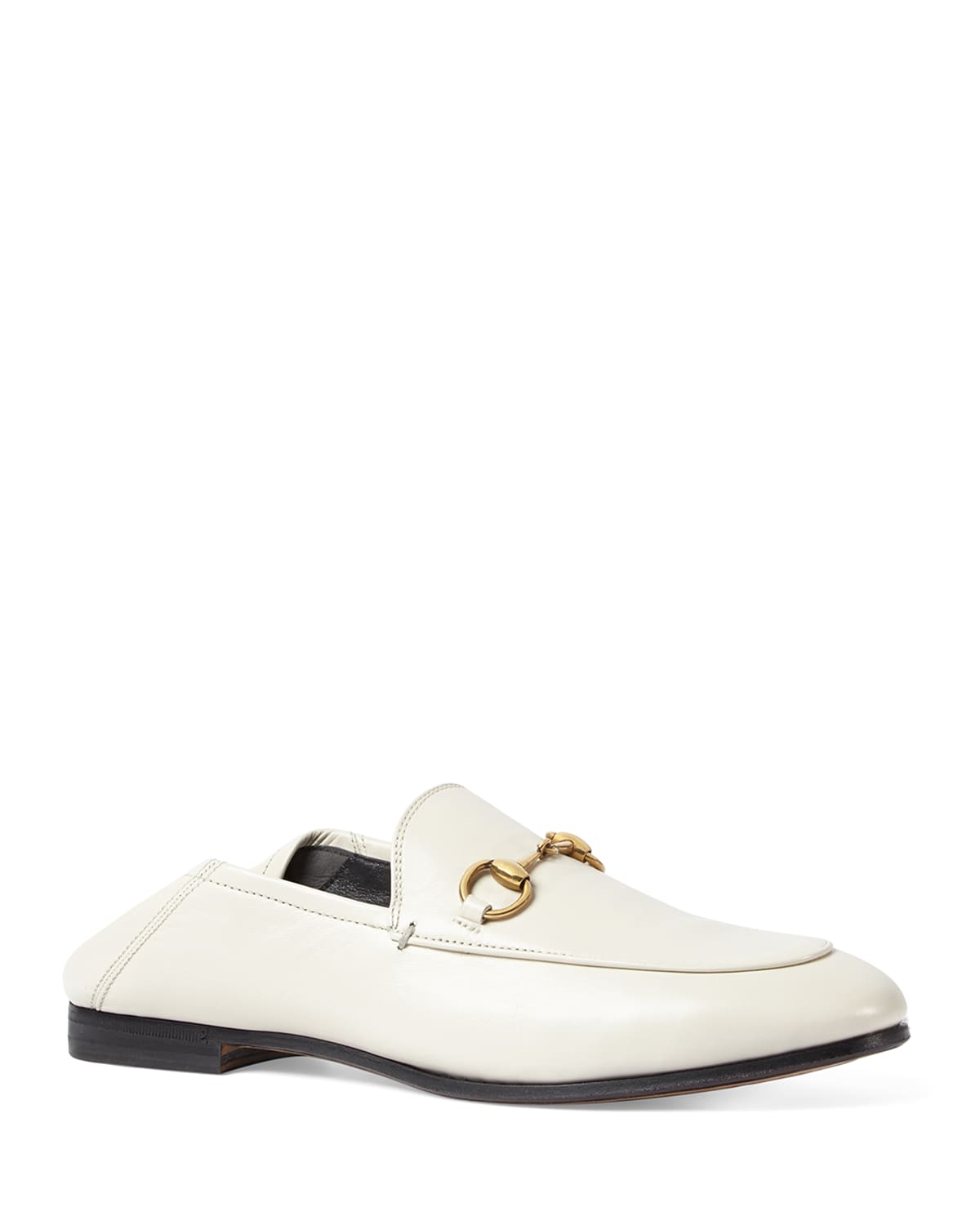 Gucci Brixton Leather Horsebit Loafers In Mystic White